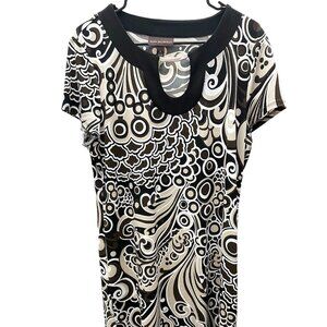 Dana Buchman Women Dress Multicolor Size Large Knee Length Short Sleeves Pre-own
